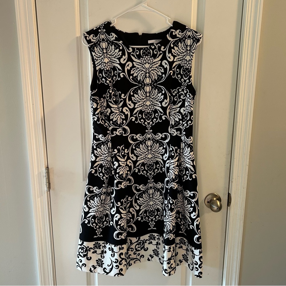 Studio One Black and White Patterned Mini Dress
